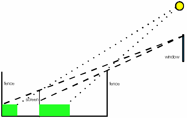 ray trace window looking over garden