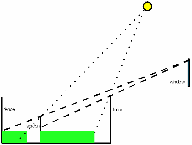 ray trace window looking over garden